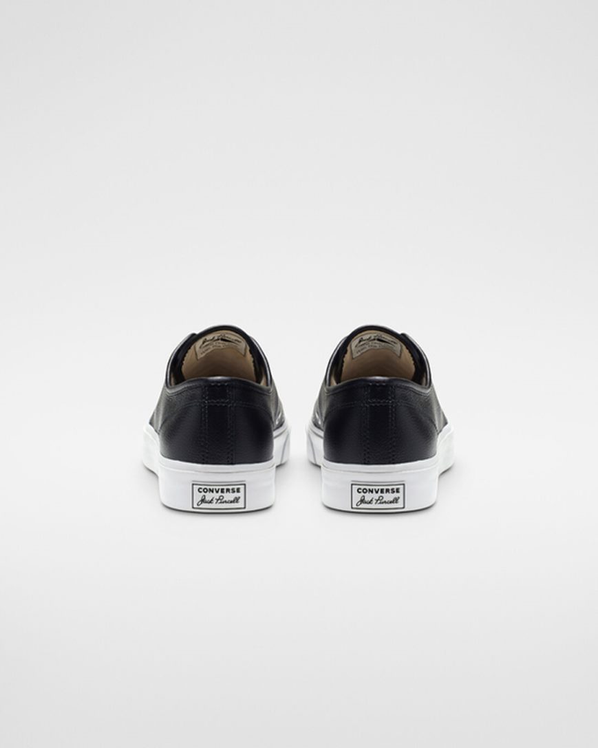 Dámské Boty Nízké Converse Jack Purcell Læder Černé Bílé | CZ XDHE87